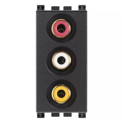 Vimar Розетка с тремя RCA коннекторами, серая, 19335