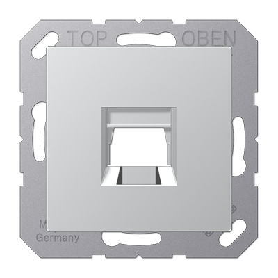 Kрышка для 1-го разъема; без видимого винта; подпружиненная шторка; термопласт; алюминий, A1569-15WEAL