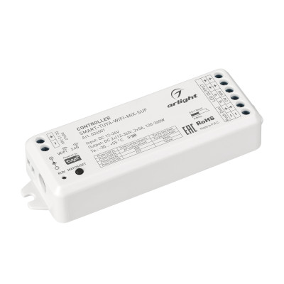 Контроллер SMART-TUYA-WIFI-MIX-SUF (12-36V, 2x5A, 2.4G) (Arlight, IP20 Пластик, 5 лет), 034501