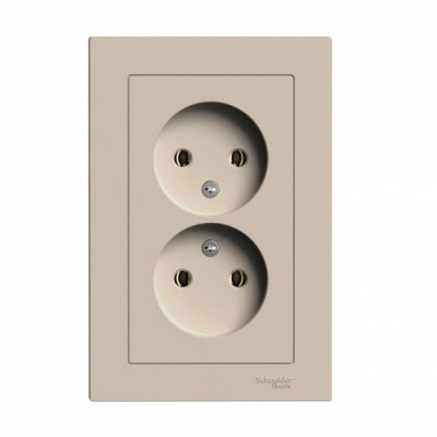ATN001220 - ATLASDESIGN РОЗЕТКА двойная без заземления, 16А, в сборе, ПЕСОЧНЫЙ, Systeme Electric