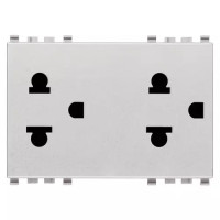 Vimar Две розетки SICURY 2P+T 16A USA+EU, серебро матовое, 20249.N Vimar Две розетки SICURY 2P+T 16A USA+EU, серебро матовое, 20249.N