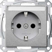 SM Розетка cо шторк. и полем для надписи 2К+З 16А 250В~, алюм.