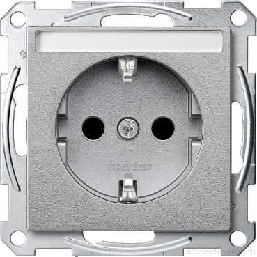 SM Розетка cо шторк. и полем для надписи 2К+З 16А 250В~, алюм.