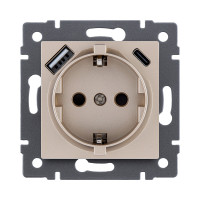 Розетка штепсельная SCHUKO 16A/250 В с USB A+C 20W, золотой Kollinger REA-004GD для Aspekt, Eleganz, Reflex Розетка штепсельная SCHUKO 16A/250 В с USB A+C 20W, золотой Kollinger REA-004GD для Aspekt, Eleganz, Reflex