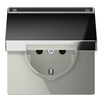 Штепсельная розетка SCHUKO 16A 250V~ с откидной крышкой и полем для надписи; полированный хром, GCR1520NAKL