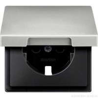 SD Накладка со шторк. и крышк. для розетки 2К+З 16А 250В~, стальн.