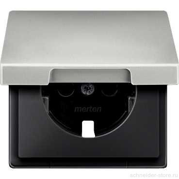 SD Накладка со шторк. и крышк. для розетки 2К+З 16А 250В~, стальн.