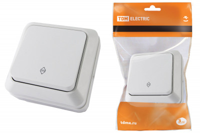Переключатель на 2 направления 1-кл. открытой установки IP20 10А, белый "Ладога" TDM Electric, SQ1801-0005
