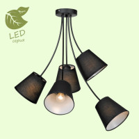 LUSSOLE LAFAYETTE Люстра потолочная, цвет основания - черный, плафон - ткань (цвет - серый), 5x10W E27, GRLSP-8266