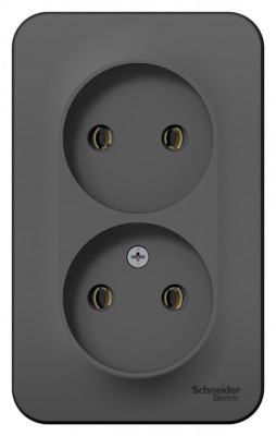 BLANCA О/У РОЗЕТКА двойная без заземления без штор., 16А, 250В, АНТРАЦИТ