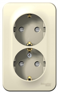 BLANCA О/У РОЗЕТКА двойная с заземл. со шт. ИЗОЛ.ПЛ.,16А, 250В, МОЛОЧНЫЙ