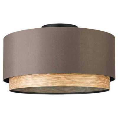 390117 Потолочный светильник MARCHENA, 1X40W (E27), ?480, сталь, черный / текстиль, дерево, капучино