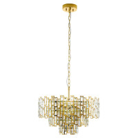 39613 Подвес CALMEILLES, 10x25W(E14), ?630, H1500, сталь, латунь/хрусталь, прозрачный