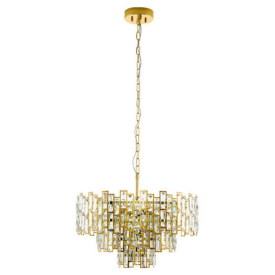 39613 Подвес CALMEILLES, 10x25W(E14), ?630, H1500, сталь, латунь/хрусталь, прозрачный