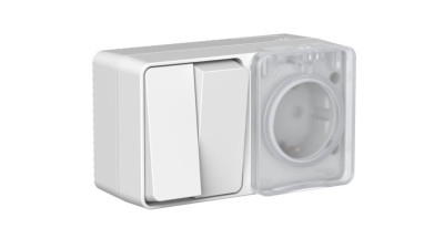 ATN543074 - ATLASDESIGN PROFI IP54 О/У БЛОК: РОЗЕТКА с заземл. со шт., 16А, ВЫКЛЮЧАТЕЛЬ 2-клав., 10АХ, СЕРЫЙ, Systeme Electric