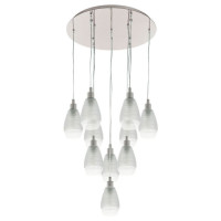 39503 Подвес SIRACUSA, 10х60W(E27), ?615, H1500, сталь, никель матовый/сатиновое стекло, белый, проз