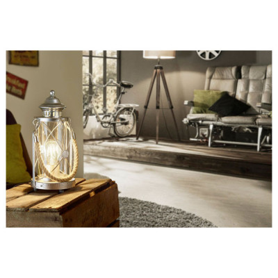 49284 Настольная лампа BRADFORD, 1x60W (E27), ?140, H330, сталь, серебро состаренный/стекло