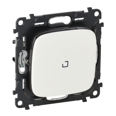 Legrand Valena ALLURE.Переключатель 10АХ 250В с подсветкой,с лицевой панелью.Безвинтовые зажимы.Белый, 752726