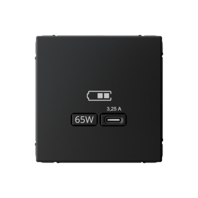 GAL001027 - ARTGALLERY USB РОЗЕТКА тип-С 65Вт высокоскор.заряд. QC, PD, механизм, КАРБОН, Systeme Electric