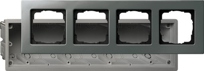 2884202 - Gira E22 Монтажная коробка четырехместная с рамкой Edelstahl, сталь