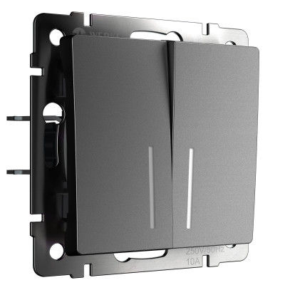 Werkel W1120164/ Выключатель двухклавишный с подсветкой (графит матовый), a063099