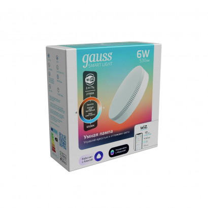 Лампа Gauss Smart Light 6W 530lm 2700-6500К GX53 изм.цвет.темп.+диммирование LED 1/10/100, 1400112