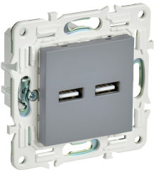 SKANDY Роз. USB A+A 3,1А SK-R15Gr сер. IEK, SK-U21-D31-K03