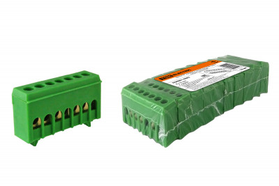 Шина "N" нулевая в изоляторе на DIN-рейку 6x9мм 7 групп TDM Electric, SQ0801-0082