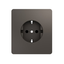 Розетка ROUND 1-ая с/з с/у, со шторками 16А титан KRANZ, KR-78-0701-2