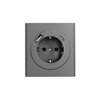 Розетка STRONG 1-ая с/з с/у з/ш 16А с USB A+C быстрой зарядки 5В/3А графит KRANZ, KR-78-0704-6 Розетка STRONG 1-ая с/з с/у з/ш 16А с USB A+C быстрой зарядки 5В/3А графит KRANZ, KR-78-0704-6