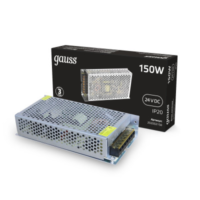 Блок питания Gauss 150W 24V IP20 1/50, 202002150