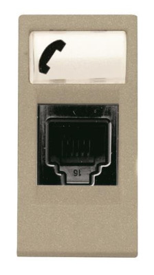 N2117.6 CV - Розетка телекоммуникационная на 6 контактов, 1-модульная, тип RJ12, серия Zenit, цвет шампань - 2CLA211760N1901