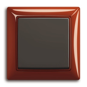 ABB Выключатель 1-клавишный, вставка - chateau-черный, рамка - foyer-красный, серия Basic55