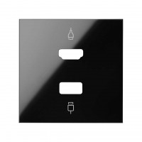 Simon 10001095-138 Накладка розетки HDMI + USB цвета черный глянец S100