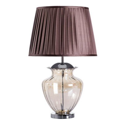 Arte Lamp SHELDON, Светильник настольный интерьерный, цвет арматуры - ХРОМ, цвет плафона/декора - КОРИЧНЕВЫЙ, 1х60W E27, A8531LT-1CC