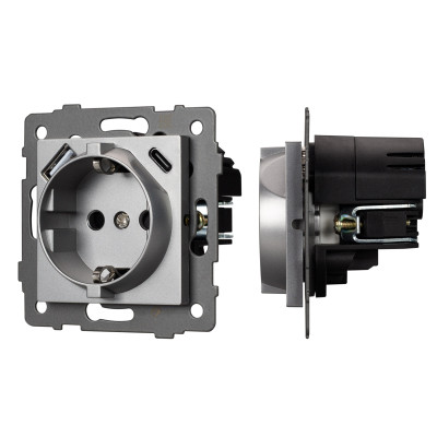 049831 - Механизм розетки с USB зарядкой SCT-MUAC-PL-GR-V (250V, 16A) (Arlight, -)