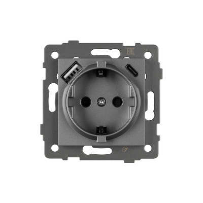 049831 - Механизм розетки с USB зарядкой SCT-MUAC-PL-GR-V (250V, 16A) (Arlight, -)