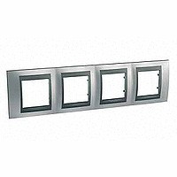 MGU66.008.238 - UNICA TOP РАМКА 4-постовая, горизонтальная, ГРАФИТ/ХРОМ МАТОВЫЙ