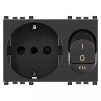 Vimar Розетка P30 взаимоблокируемая C16, серая, 19276