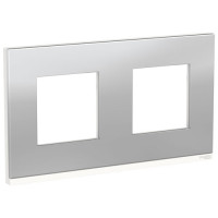 PURE рамка 2-поста, горизонтальная, алюминий МАТОВЫЙ/белый