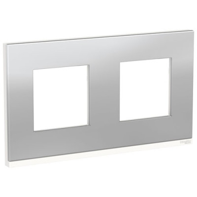 PURE рамка 2-поста, горизонтальная, алюминий МАТОВЫЙ/белый