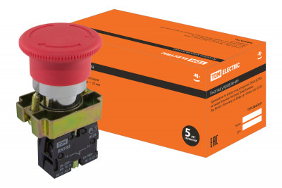 Кнопка BS542 "Грибок" аварийная с фиксацией поворотная красныйTDM Electric, SQ0704-0052