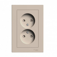ATN001222 - ATLASDESIGN РОЗЕТКА двойная без заземления со шторками, 16А, в сборе, ПЕСОЧНЫЙ, Systeme Electric