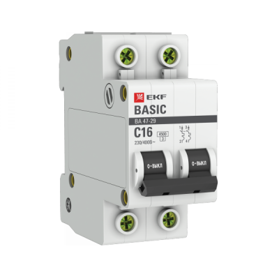 EKF Basic ВА 47-29 Автоматический выключатель (С) 2P 16А 4,5кА