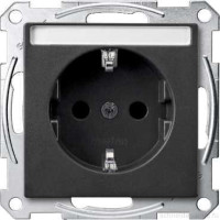SM Розетка cо шторк. и полем для надписи 2К+З 16А 250В~, антрацит
