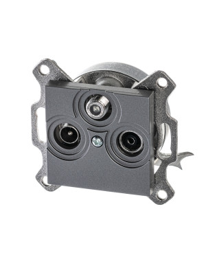 ABB EPJ Levit сталь / дымчатый чёрный Розетка TV-R-SAT, сталь