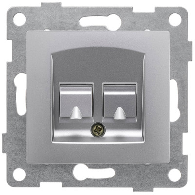 GUSI Ugra МЕХАНИЗМ розетки телефонной RJ12, одинарной, скрытая установка. Цвет серебро., С11Т1-004