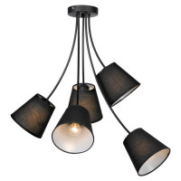 LUSSOLE LAFAYETTE Люстра потолочная, цвет основания - черный, плафон - ткань (цвет - серый), 5x40W E27, LSP-8266