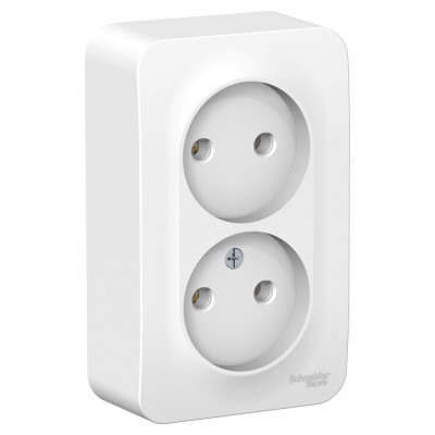 BLANCA О/У РОЗЕТКА двойная без заземл. без шт. ИЗОЛ.ПЛ., 16А, 250В, БЕЛЫЙ