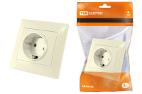 Розетка 2П+З 16А 250В с защ. шт. сл. кость "Лама" TDM Electric, SQ1815-0111